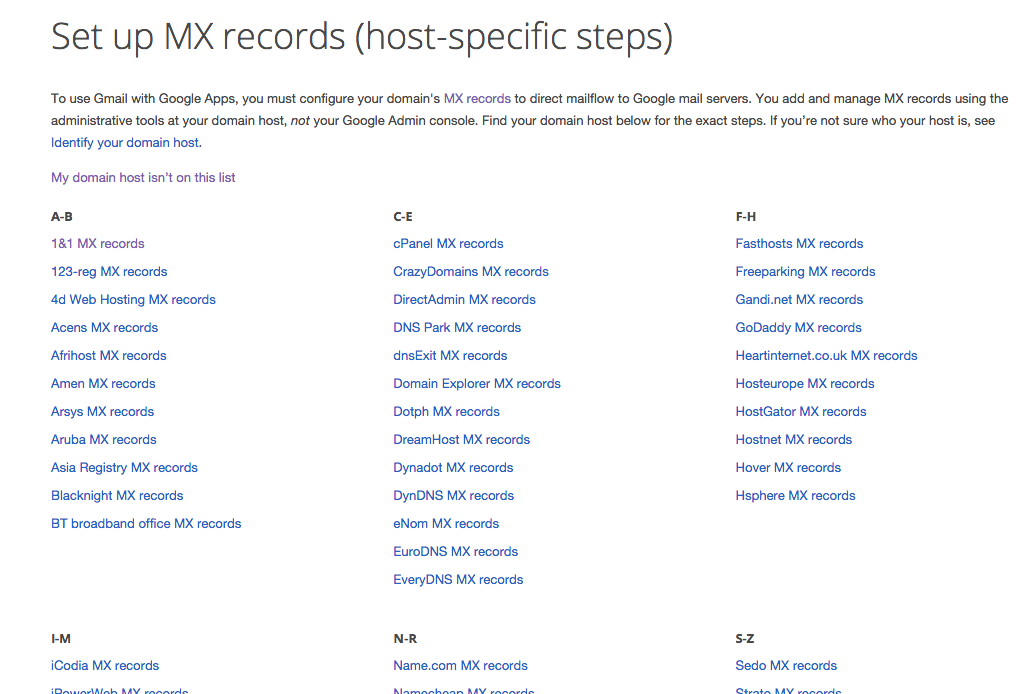 Google - Set up MX Records